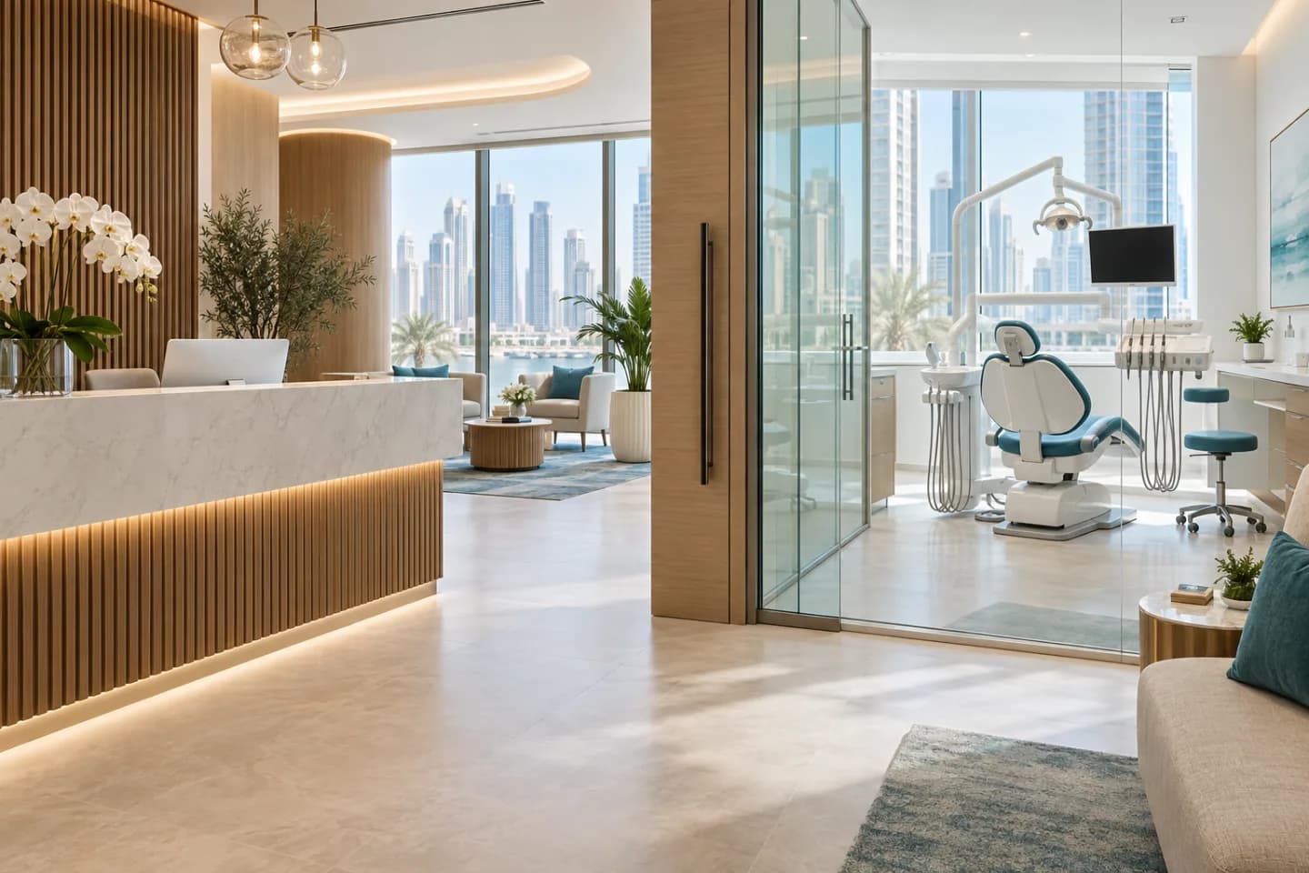 Bright modern dental clinic in Dubai with natural daylight