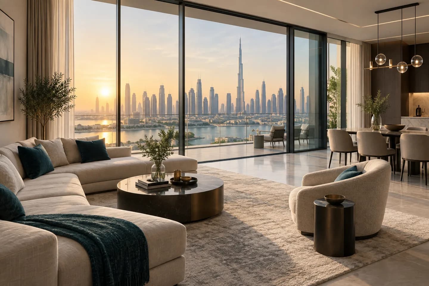 Sunlit contemporary Dubai residence overlooking the skyline