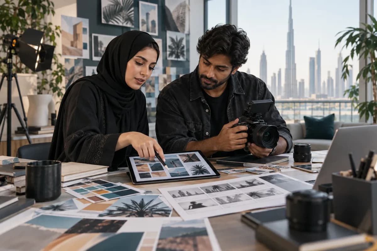 Dubai creative team planning a social media video campaign